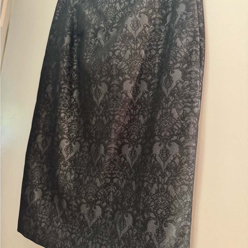 Elegant Black Jaquard Pencil Skirt w/ Sparkle